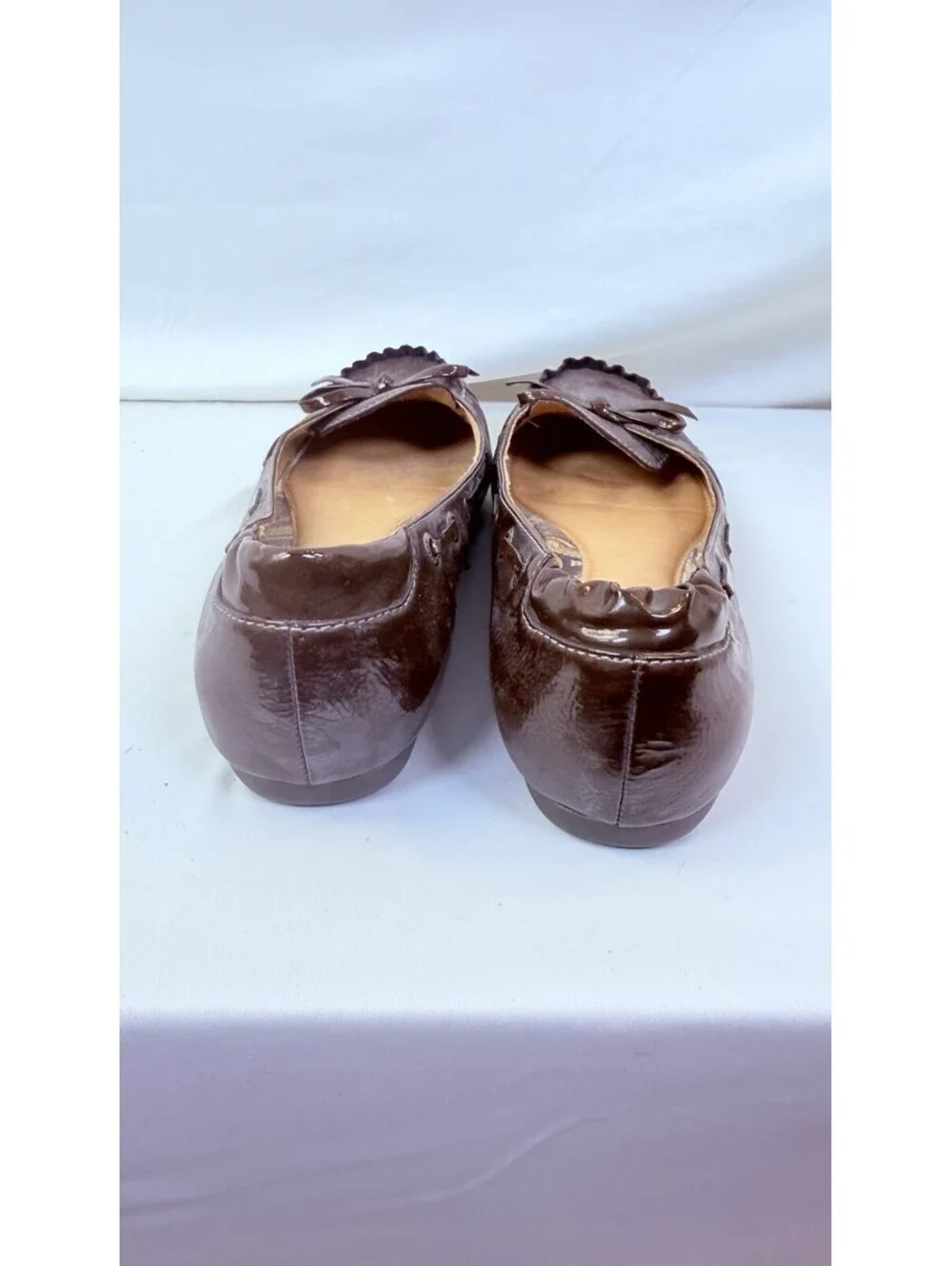 SPERRY Top Sider Brown Crinkle Patent Leather SANDPIPER Skimmer Flats Size 7.5 M